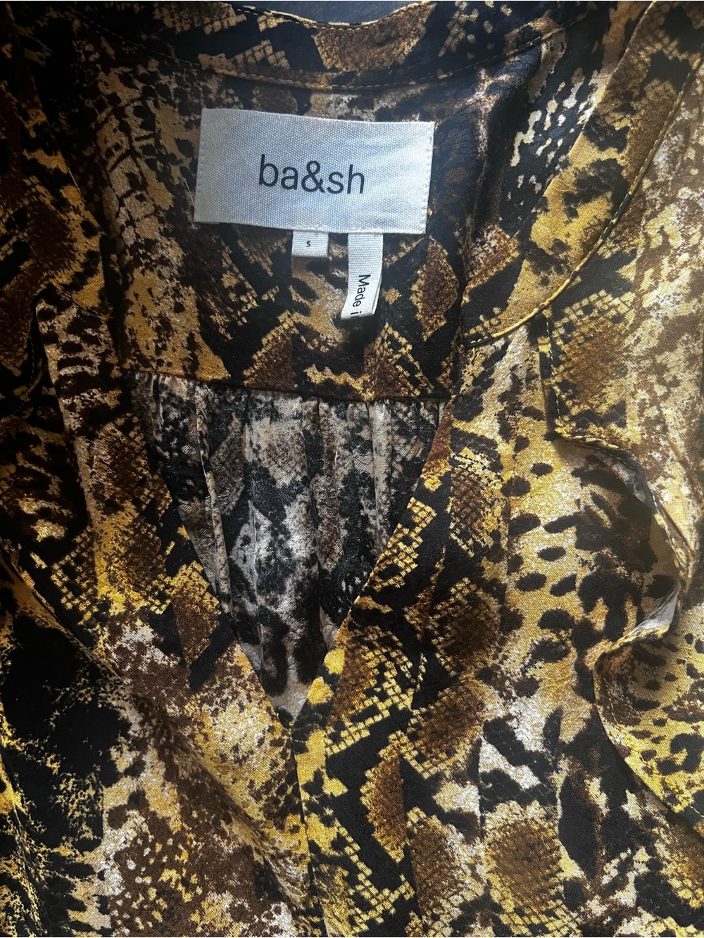 Ba&sh Sahara Snake-Print Ruffle Midi Dress Size S or 6